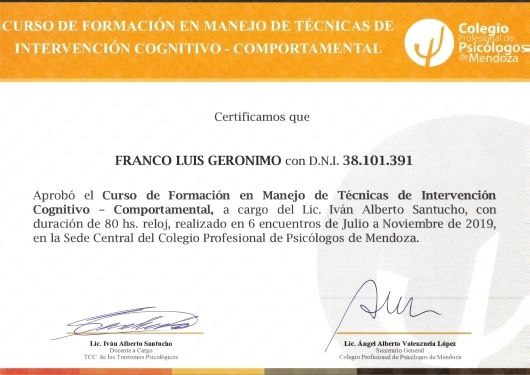 certificado profesional de franco geronimo