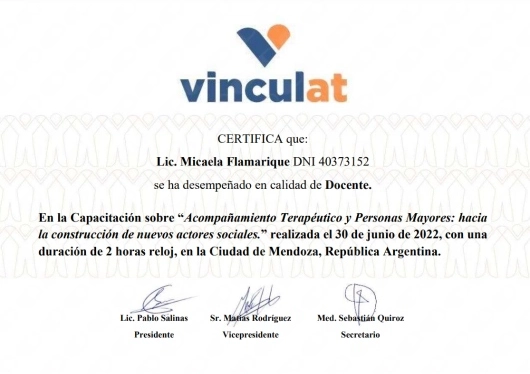 certificado profesional de Micaela Flamarique